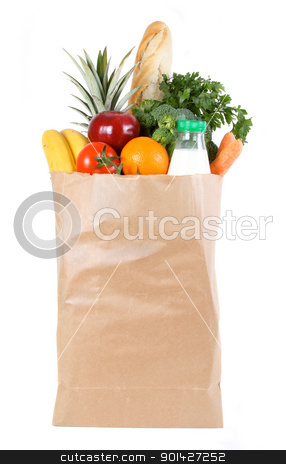 To use this stock image in your creative project, please select the size you need over to the right and click the "Add to Cart" button.
Your downloaded image will come with the Cutcaster watermark removed so don’t worry about the watermark you see on this page. shopping bag stock photo, Brown paper shopping bag filled with fresh fruit and vegetables by Paul Prescott