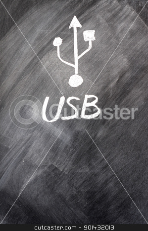 To use this stock image in your creative project, please select the size you need over to the right and click the "Add to Cart" button.
Your downloaded image will come with the Cutcaster watermark removed so don’t worry about the watermark you see on this page. Usb sign drawn on blackboard stock photo, Abstract USB sign drawn on a blackboard by John Young