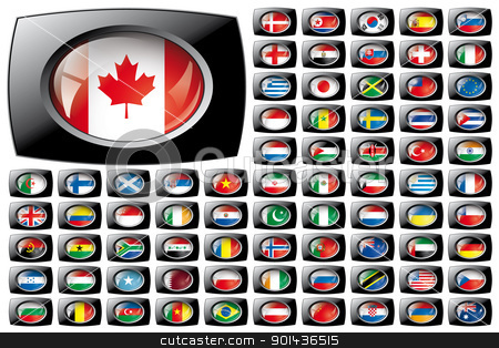 Shiny button flags with black frame collection - vector illustr Shiny button flags with black frame collection - vector illustr stock vector clipart, Shiny button flags with black frame collection - vector illustration. Isolated abstract object against white background. by mozzyb
