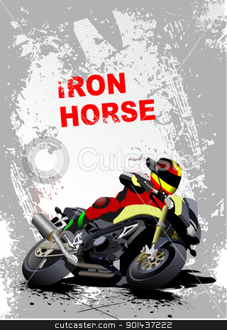To use this stock image in your creative project, please select the size you need over to the right and click the "Add to Cart" button.
Your downloaded image will come with the Cutcaster watermark removed so don’t worry about the watermark you see on this page. Grunge gray background with motorcycle image. Iron horse. Vector stock vector clipart, Grunge gray background with motorcycle image. Iron horse. Vector illustration by Leonid Dorfman
