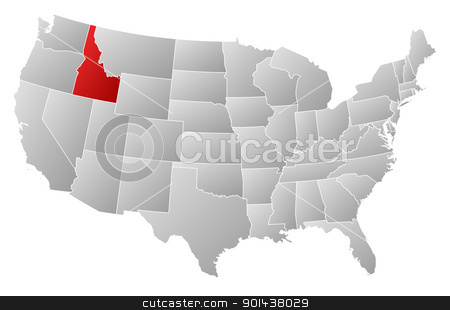 Map of the United States, Idaho highlighted Map of the United States, Idaho highlighted stock vector clipart, Political map of United States with the several states where Idaho is highlighted. by Schwabenblitz