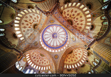 To use this stock image in your creative project, please select the size you need over to the right and click the "Add to Cart" button.
Your downloaded image will come with the Cutcaster watermark removed so don’t worry about the watermark you see on this page. Blue Mosque Ceiling stock photo, Blue Mosque ( Turkish: Sultan Ahmet Cami), interior ceiling in Istanbul, Turkey by Rognar