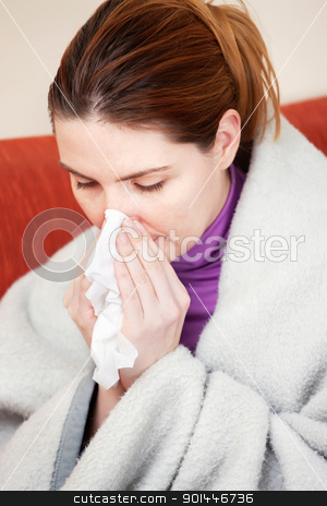 Woman sneezing in the handkerchief woman sneezing in the handkerchief stock photo, Young woman sneezing in the handkerchief by iMarin
