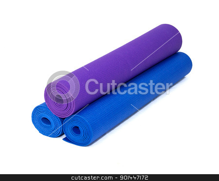 To use this stock image in your creative project, please select the size you need over to the right and click the "Add to Cart" button.
Your downloaded image will come with the Cutcaster watermark removed so don’t worry about the watermark you see on this page. three rolled yoga exercise mats stacked on white stock photo, three rolled yoga exercise mats against white. by Stephen Orsillo
