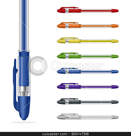 To use this stock image in your creative project, please select the size you need over to the right and click the "Add to Cart" button.
Your downloaded image will come with the Cutcaster watermark removed so don’t worry about the watermark you see on this page. Ballpoint pens stock photo, Ballpoint pens on a white background. Vector illustration #1 by dvarg