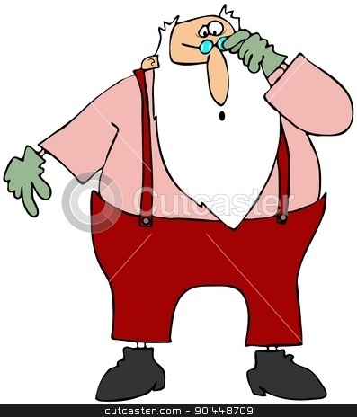 Skeptical Santa Skeptical Santa stock photo, This illustration depicts Santa Claus looking over his glasses with a skeptical expression. by Dennis Cox