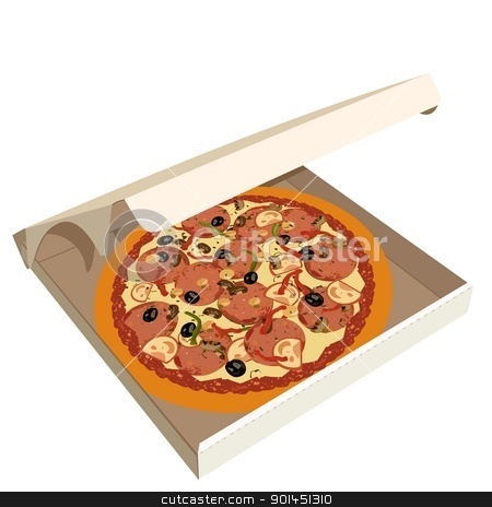 Realistic illustration pizza in box Realistic illustration pizza in box stock vector clipart, Realistic illustration pizza in box - vector by -=Mad Dog=-