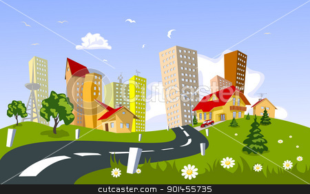 Vector city - summer Vector city - summer stock vector clipart, Colorful abstract vector city. Vector art by Jupe