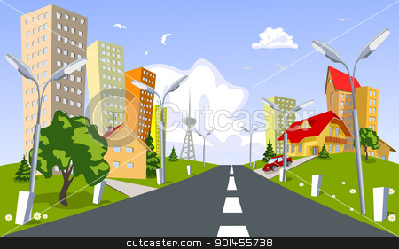 Vector city - summer Vector city - summer stock vector clipart, Colorful abstract vector city. Vector art by Jupe