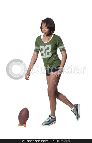 Black Woman Football Player Black Woman Football Player stock photo, Beautiful black African American woman playing football by Robert Byron