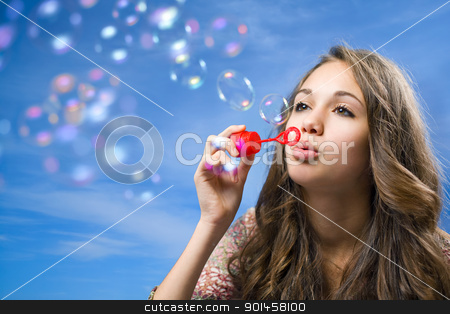 To use this stock image in your creative project, please select the size you need over to the right and click the "Add to Cart" button.
Your downloaded image will come with the Cutcaster watermark removed so don’t worry about the watermark you see on this page. Bubble life. stock photo, Gorgeous young brunette girl blowing soap bubbles on blue sky. by exvivo
