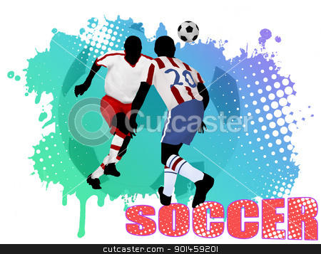 Soccer poster Soccer poster stock vector clipart, Soccer action players on grunge poster background, vector illustration by radubalint