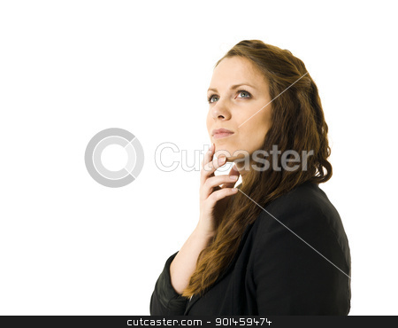 To use this stock image in your creative project, please select the size you need over to the right and click the "Add to Cart" button.
Your downloaded image will come with the Cutcaster watermark removed so don’t worry about the watermark you see on this page. Dreaming woman stock photo, Dreaming woman isolated on white background by Anne-Louise Quarfoth
