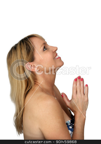 To use this stock image in your creative project, please select the size you need over to the right and click the "Add to Cart" button.
Your downloaded image will come with the Cutcaster watermark removed so don’t worry about the watermark you see on this page. Beautiful Blonde Praying (1) stock photo, Studio close-up profile of a lovely blonde praying, with a captivating smile. Isolated on a white background. by Carl Stewart