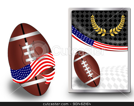 American football ball and web icon American football ball and web icon stock vector clipart, American football ball wrapped in ribbon with flag of USA and web icon, vector illustration by radubalint