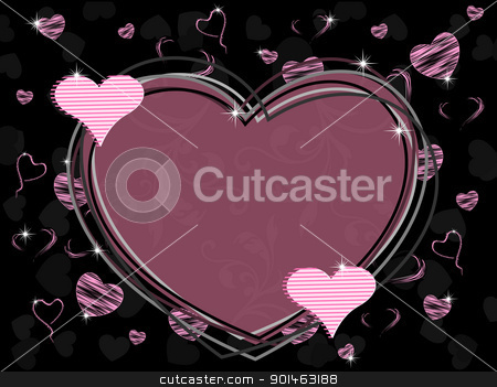 To use this stock image in your creative project, please select the size you need over to the right and click the "Add to Cart" button.
Your downloaded image will come with the Cutcaster watermark removed so don’t worry about the watermark you see on this page. Vector illustration of a heart shape frame with seamless floral stock vector clipart, Vector illustration of a heart shape frame with seamless floral work and shiny heart shape with texture on black background for Valentines Day. by Abdul Qaiyoom