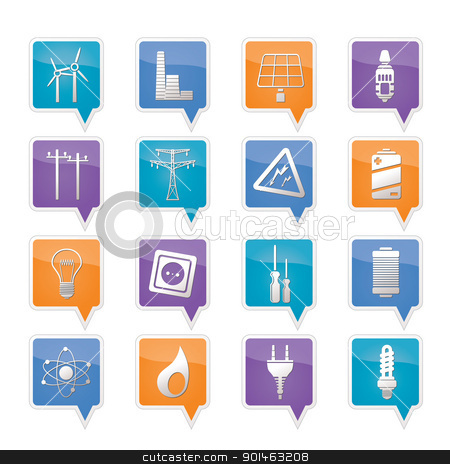 To use this stock image in your creative project, please select the size you need over to the right and click the "Add to Cart" button.
Your downloaded image will come with the Cutcaster watermark removed so don’t worry about the watermark you see on this page. Electricity, power and energy icons stock vector clipart, Electricity, power and energy icons - vector icon set by Stoyan Haytov