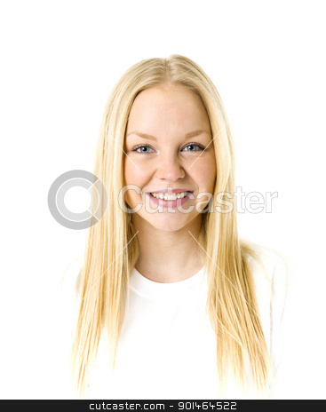 Blond woman Blond woman stock photo, Portrait of a blond woman isolated on white background by Anne-Louise Quarfoth