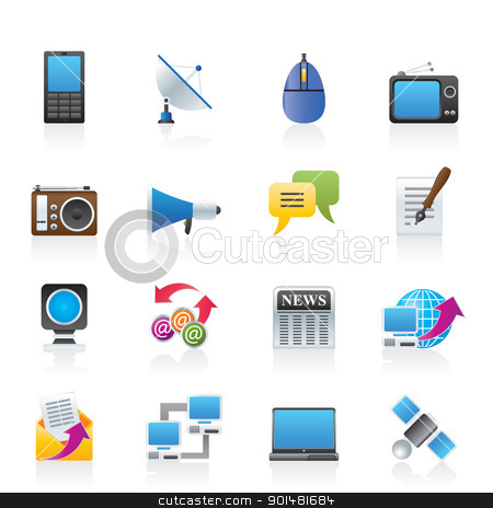 To use this stock image in your creative project, please select the size you need over to the right and click the "Add to Cart" button.
Your downloaded image will come with the Cutcaster watermark removed so don’t worry about the watermark you see on this page. Communication and Technology icons stock vector clipart, Communication and Technology icons - Vector Icon Set by Stoyan Haytov