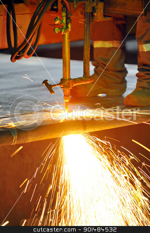 Gas cutting of the hot metal Gas cutting of the hot metal stock photo, Gas cutting of the hot metal by jordachelr