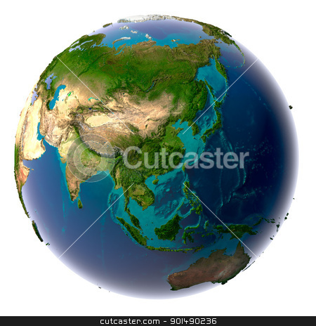 Realistic Planet Earth with natural water Realistic Planet Earth with natural water stock photo, Earth with translucent water in the oceans and the detailed topography of the continents by Antartis
