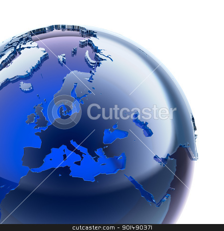 To use this stock image in your creative project, please select the size you need over to the right and click the "Add to Cart" button.
Your downloaded image will come with the Cutcaster watermark removed so don’t worry about the watermark you see on this page. Blue glass globe stock photo, A fragment of blue glass globe with stylized faceted continents of frosted glass, a little stand out from the ocean surface by Antartis