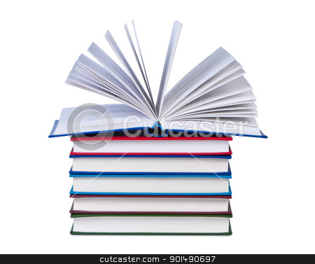 To use this stock image in your creative project, please select the size you need over to the right and click the "Add to Cart" button.
Your downloaded image will come with the Cutcaster watermark removed so don’t worry about the watermark you see on this page. Open book on stack of books isolated. stock photo, Open book on stack of books isolated. by Borys Shevchuk
