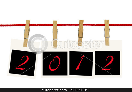 Photo frames 2012 Photo frames 2012 stock photo, Photo frames 2012 hang by wooden peg on white background by stoonn