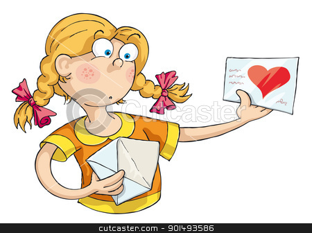 To use this stock image in your creative project, please select the size you need over to the right and click the "Add to Cart" button.
Your downloaded image will come with the Cutcaster watermark removed so don’t worry about the watermark you see on this page. Love Letter stock vector clipart, The girl received a love letter and she was surprised. by mammothis