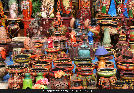 To use this stock image in your creative project, please select the size you need over to the right and click the "Add to Cart" button.
Your downloaded image will come with the Cutcaster watermark removed so don’t worry about the watermark you see on this page. Indian Handicrafts stock photo, Colorful handicrafts of India by Sreedhar Yedlapati