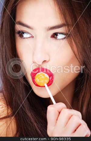 Lollipop in her mouth lollipop in her mouth stock photo, Pretty woman with lollipop on her lips by iMarin