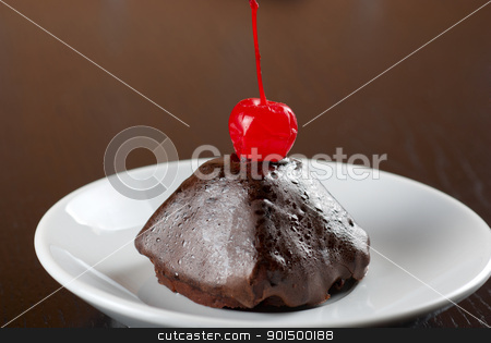 To use this stock image in your creative project, please select the size you need over to the right and click the "Add to Cart" button.
Your downloaded image will come with the Cutcaster watermark removed so don’t worry about the watermark you see on this page. cupcake stock photo, fresh baked chocolate cupcake with cherry on a wooden table by olinchuk