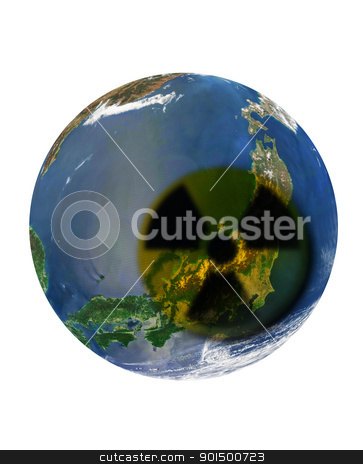 Japan catastrophe japan catastrophe stock photo, japan catastrophe: japan country at earth with radiation sign by olinchuk