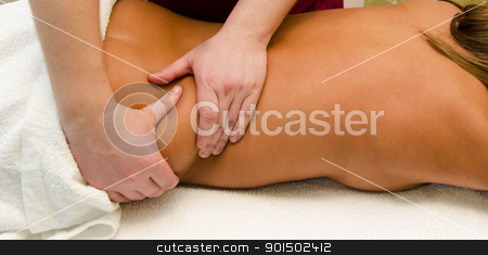 Massage massage stock photo, closeup of young woman getting a back massage by olinchuk