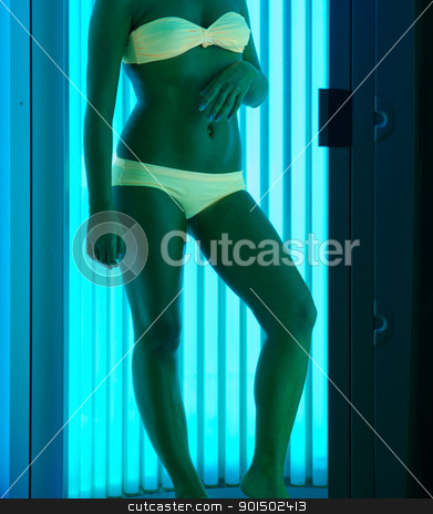 At solarium at solarium stock photo, beautiful girl closeup in swimsuit at solarium by olinchuk