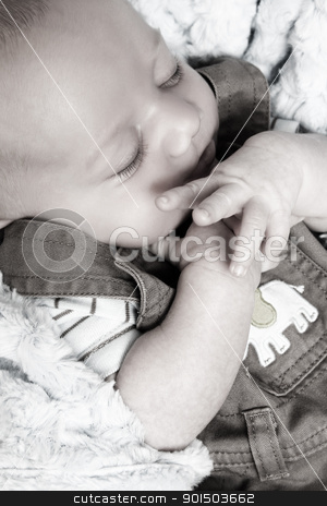 Sleeping baby Sleeping baby stock photo, Beautiful newborn baby boy sleeping on a soft blanket by Vanessa Van Rensburg