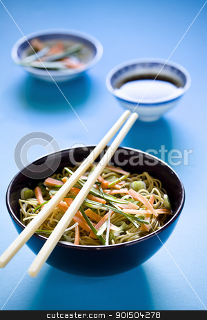 To use this stock image in your creative project, please select the size you need over to the right and click the "Add to Cart" button.
Your downloaded image will come with the Cutcaster watermark removed so don’t worry about the watermark you see on this page. Colorful Chinese Meal stock photo, Photograph of a bowl of noodles with vegetables by mpessaris