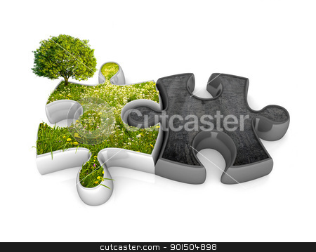 To use this stock image in your creative project, please select the size you need over to the right and click the "Add to Cart" button.
Your downloaded image will come with the Cutcaster watermark removed so don’t worry about the watermark you see on this page. Environment jigsaw puzzle stock photo, Two pieces of puzzle in connection between they with meadow and concrete by Giordano Aita