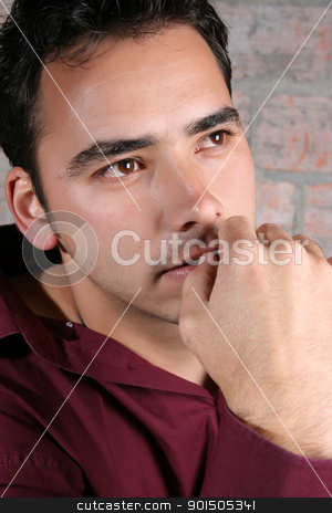 Male Model stock photo, Male model against a rough brick wall background by ... Male Model stock photo, Male model against a rough brick wall background by ...