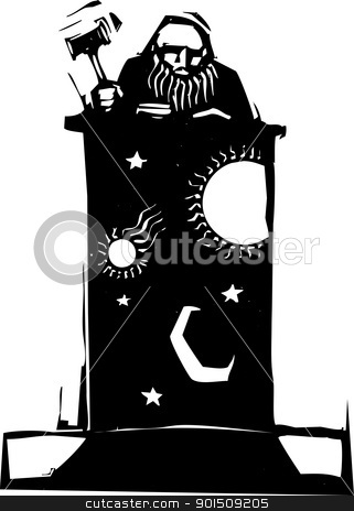 To use this stock image in your creative project, please select the size you need over to the right and click the "Add to Cart" button.
Your downloaded image will come with the Cutcaster watermark removed so don’t worry about the watermark you see on this page. Judge and Night Sky stock vector clipart, Woodcut style judge sitting atop his bench with the image of night sky by Jeffrey Thompson