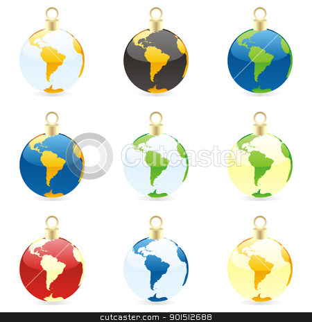 To use this stock image in your creative project, please select the size you need over to the right and click the "Add to Cart" button.
Your downloaded image will come with the Cutcaster watermark removed so don’t worry about the watermark you see on this page. christmas bulbs with world globe stock vector clipart, fully editable colored christmas bulbs with world globe layout by pilgrim.artworks