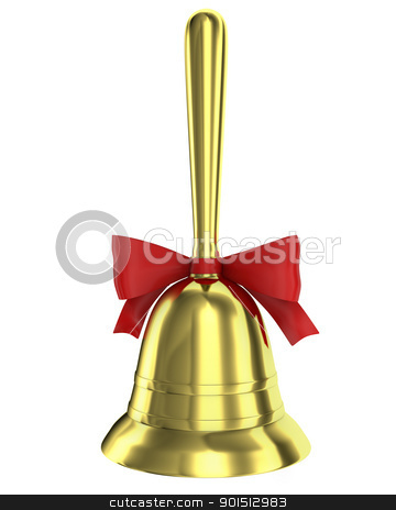 Christmas bell with handle and red ribbon Christmas bell with handle and red ribbon stock photo, Christmas bell with handle and red ribbon isolated on white background by Zelfit