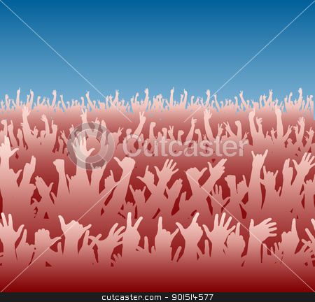 Red crowd Red crowd stock vector clipart, Editable vector illustration of a large crowd by Robert Adrian Hillman
