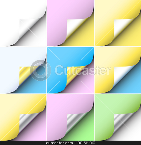 Paper corners Paper corners stock vector clipart, Set of editable vector peeling corners of paper by Robert Adrian Hillman