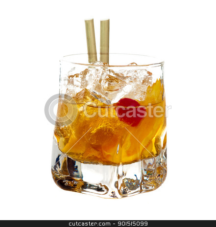 Old Fashioned cocktail Old Fashioned cocktail stock photo, Old fasioned cocktail isolated on white background by borojoint
