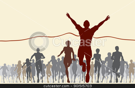 To use this stock image in your creative project, please select the size you need over to the right and click the "Add to Cart" button.
Your downloaded image will come with the Cutcaster watermark removed so don’t worry about the watermark you see on this page. Finishing line stock vector clipart, Editable vector illustration of a man winning a race by Robert Adrian Hillman