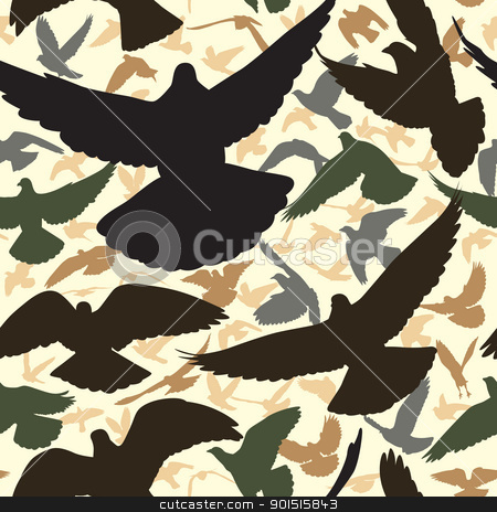 Pigeon tile Pigeon tile stock vector clipart, Vector seamless tile of a flock of flying pigeons by Robert Adrian Hillman