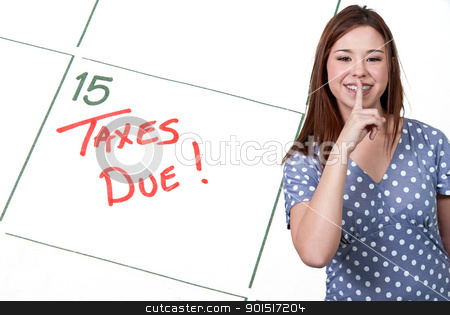 Woman Taxes Due Woman Taxes Due stock photo, Woman and calendar reminder that Taxes are Due by Robert Byron