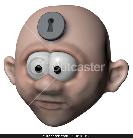 To use this stock image in your creative project, please select the size you need over to the right and click the "Add to Cart" button.
Your downloaded image will come with the Cutcaster watermark removed so don’t worry about the watermark you see on this page. mind locked up stock photo, man with keyhole in his forehead - 3d illustration by J?