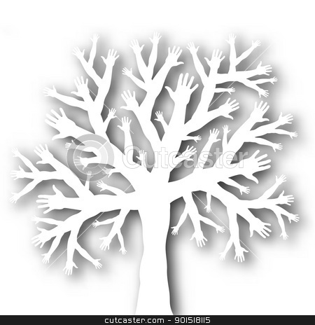 To use this stock image in your creative project, please select the size you need over to the right and click the "Add to Cart" button.
Your downloaded image will come with the Cutcaster watermark removed so don’t worry about the watermark you see on this page. Tree of hands stock vector clipart, Editable vector cutout of a tree with branches and roots made of hands with background shadow made using a gradient mesh by Robert Adrian Hillman
